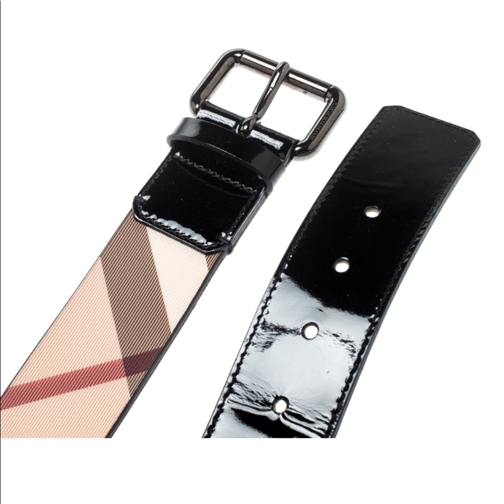 Burberry black leather nova check belt - Picture 7 of 16